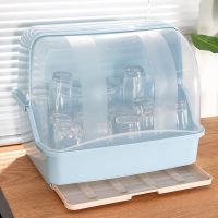 防尘沥水杯架茶杯餐具碗筷奶瓶放杯子的收纳盒家用托盘杯架特大号 特大号抽屉式+密封罐[颜色随机]