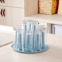 杯架子置物架托盘家用放茶杯收纳杯架创意沥水架玻璃杯倒挂杯子架 蓝色 12杯