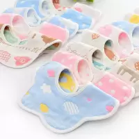 纯棉防水口水巾婴儿吃饭纯棉围嘴宝宝吃奶高密泡泡纱纱布吃奶巾 纱布围嘴男宝10条