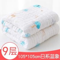 纯棉宝宝浴巾洗澡大毛巾被婴儿新生儿童用品抱被包被包巾超柔吸水 [加厚款]105*105日系蓝象