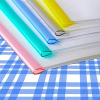 [新款韩版]50个装A4拉杆夹办公用品透明抽杆夹塑料资料夹简易夹[4月25日发完] 蓝色 50个