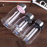 诺岩玻璃杯便携水晶简约男女单层耐热随手带盖大容量茶杯水杯子 手提可爱粉 460ml+茶滤+杯套