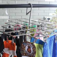 超大不锈钢多夹子晾晒架加粗折叠防风衣架裤架凉袜子内衣夹34夹 34夹 1个