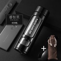 [耐摔防爆]玻璃杯水杯便携创意过滤杯防摔男女双层耐热泡茶杯子 杯子+布袋+杯刷 蓝色520ML[有提手]