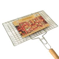 烤鱼夹子烤鱼网加厚烧烤网带把手烧烤网夹不锈钢烧烤配件烧烤工具