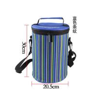 上班族保温包圆形饭盒袋子手提便当包保温桶袋学生带饭包包饭兜儿 大号加高蓝色条纹