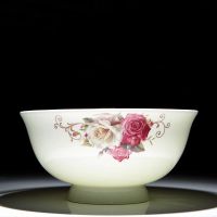 10个景德镇高温骨瓷彩花米饭碗面碗中式高脚防烫碗家庭实用碗 倾世佳人 5英寸[10个装]