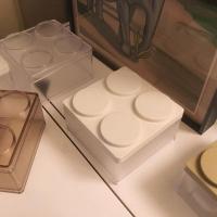 创意磨砂感积木可叠加塑料收纳盒桌面抽屉整理少女心小盒子塑料盒 方形白色(11*11*6.6) 3个