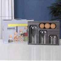 玻璃储物罐软木塞无铅玻璃瓶子密封罐花茶叶罐收纳五谷杂粮密封瓶 礼盒装500+800+1200