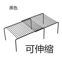 可伸缩铁艺厨房置物架下水槽橱柜碗碟架调味品架子厨具桌面收纳架 圆钢加厚款黑色