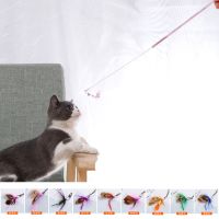 仿真小飞虫逗猫棒手工斗猫铃铛小羽毛钢丝软杆逗猫玩具啃咬可替换 逗猫棒[1根]+10个替换头