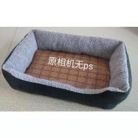 网红狗窝四季通用猫窝宠物垫泰迪小型大型犬冬天保暖狗狗用品床 黑灰色四方窝+凉席 加大号 适合70斤宠物