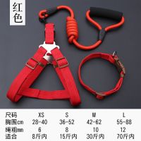 加长狗狗牵引绳遛狗绳中小型犬狗链子项圈泰迪金毛胸背带宠物用品 胸背+项圈+牵引绳[红色] 3米L码[约30-70斤]