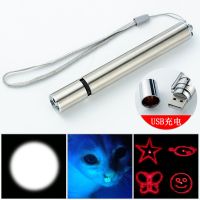 usb充电激光逗猫棒逗猫激光笔红外线猫咪玩具雷射笔 逗猫玩具用品 手电+红外线(加图案)USB充电款