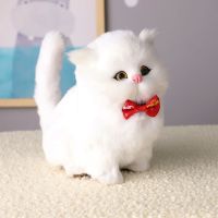 会叫猫咪玩偶儿童玩具毛绒公仔益智可爱小猫咪摆件送孩子生日礼物 [收藏+关注]优先发货 白色小萌猫+会猫叫+送精美领结