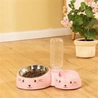 猫碗宠物狗碗狗盆双碗自动饮水猫碗泰迪狗狗食盆猫粮饭盆猫咪用品 粉红色 均码