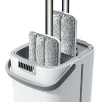 [拖地神器]懒人免手洗平板家用拖把旋转拖把拖地墩布桶拖把桶 出口款[店长推荐]优雅白色 洗涤桶+2套拖把杆+12块布