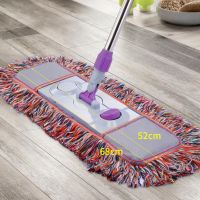 平板拖把可旋转大号懒人家用扦把托把拖布帕木地板墩布拖地拖把 全新升级七彩款-杆身加高 65CM平板拖把[共3块棉线拖布]