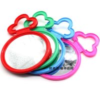 塑料小圆镜红色结婚婚庆壁挂式化妆镜子卧室台镜梳妆镜宽12cm 大红色 5个(划算)