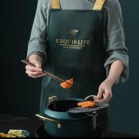 围裙家用厨房防水防油可擦手工作服可爱日系韩版男女时尚做饭围腰 围裙墨绿款[无袖+可擦手]