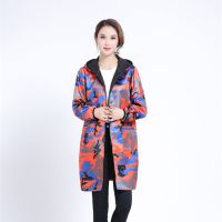 韩版时尚厨房围裙长袖罩衣成人男女士防水防油加绒迷彩工作服大褂 橘兰拉链加绒款 女款小号XL建议90-115斤