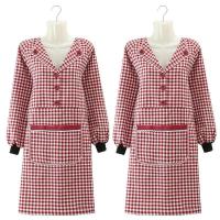 长袖翻领围裙厨房防污纯棉耐脏透气时尚韩版家用做饭罩衣男女围兜 翻领酒+酒[2件装]