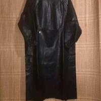 韩版背心式皮革围裙防水防油厨房做饭反穿罩衣成人女秋冬款皮围裙 长袖罩衣黑色男式