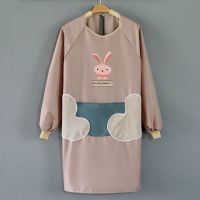 南极人长袖围裙女厨房家用防水防油时尚洋气罩衣大人工作服做饭 可擦手长袖围裙防水小兔皮粉