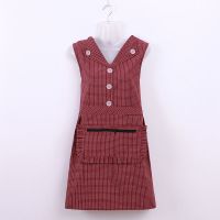 新款棉布坎肩防污厨房家用围裙女干活工作中长款翻领罩衣上班洋气 坎肩优质棉翻领拉链兜枣红色