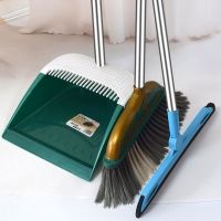 扫把簸箕套装组合家用加大软毛笤帚刮水不粘头发扫地神器单个扫帚 [加厚加大]草绿色3件套