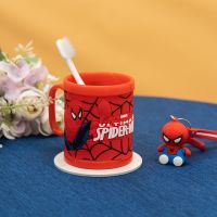 蜘蛛侠洗漱杯男孩牙杯超人动漫卡通儿童奥特曼牙缸防摔创意漱口杯 红蜘蛛侠牙杯[送钥匙扣+牙刷]3件套