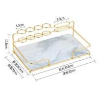 牙刷架卫生间浴室摆台式桌面牙杯漱口杯套装电动牙刷洗漱台置物架 灰色大号长方单层带4大孔 陶瓷款