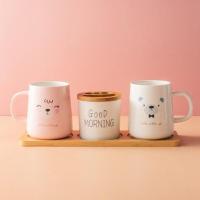 漱口杯情侣一对洗漱杯卡通简约套装牙具杯牙桶牙缸创意可爱刷牙杯 表情羊驼+表情熊+牙膏杯+竹托