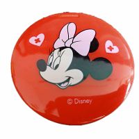 迪士尼 卡通小镜子随身携带迷你圆形小号化妆镜便携折叠小圆镜子 红色