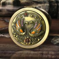 ↑小型旅行翻盖男士小镜子迷你复古随身镜整理欧式中式可折叠办 天鹅