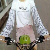 户外夏季人造棉防晒套袖男女防紫外线加长加大纯棉宽松冰绵绸袖套 黑点人造棉防晒套袖