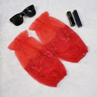 防晒袖套女中长款双层蕾丝套袖夏透明护袖手臂套学生防脏袖筒手袖 红色透明长款 (30CM左右长) 3双要不同颜色付款后联系