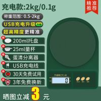 高精度厨房秤电子秤克秤家用烘焙称重器精准克称小型食物秤称克数 [高精准墨雅绿]充电款2kg/0.1