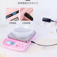 高精度厨房秤烘焙电子秤家用小型克重精准称重食物克称小秤器数度 粉色7公斤1g充电 有不锈钢托盘