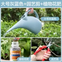 塑料长嘴洒水壶园艺多肉植物浇花喷壶家用大容量养花喷水壶花洒壶 大号灰蓝色+园艺剪+植物花肥