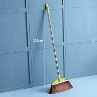 扫把家用室内单个高档耐用软毛笤帚不锈钢长杆扫地扫把加大号扫帚 [高档加长加厚]苹果绿