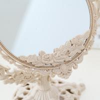 欧式台式化妆镜子复古镜子双面书桌梳妆镜简约大号便携公主镜子 椭圆形（一面正常一面放大）