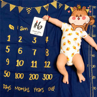 婴儿照相背景布家用宝宝创意月份周岁百天满月照背景北欧拍摄道具 深蓝色