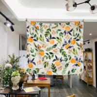 国外今年流行款 欧美小清新 橘子 装饰布挂布 背景布 瑞典地图 橘子 130*150