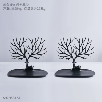 北欧ins风创意可爱鹿小摆件卧室客厅家居房间装饰品桌面少女礼物 鹿角首饰架组合-两个哑光黑