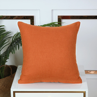 沙发抱枕靠垫简约纯色正方形床头客厅大号靠枕套子不含芯汽车护腰 橘色 55x55cm[套+芯]