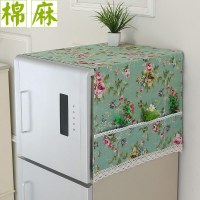冰箱布盖巾单开门双开门对开门冰箱防尘罩洗衣机盖布棉麻多用盖巾 花开半夏 左右双开门冰箱:70*170cm