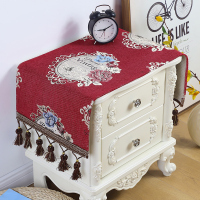 2021新款北欧床头柜盖布ins风洗衣机冰箱微波炉盖巾多用防尘桌布 天姿国色-红色 提示:非定位花