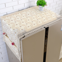 刺绣冰箱巾单开门对双开门冰箱防尘罩双层加厚洗衣机盖布多用盖巾 梅花绣全花网茶 双开(65*170cm)