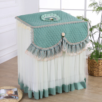 双缸洗衣机罩套海尔美的小天鹅双桶半自动蕾丝防晒老式防尘罩盖布 军绿色 桃心绿 双缸 [长80宽45高80]